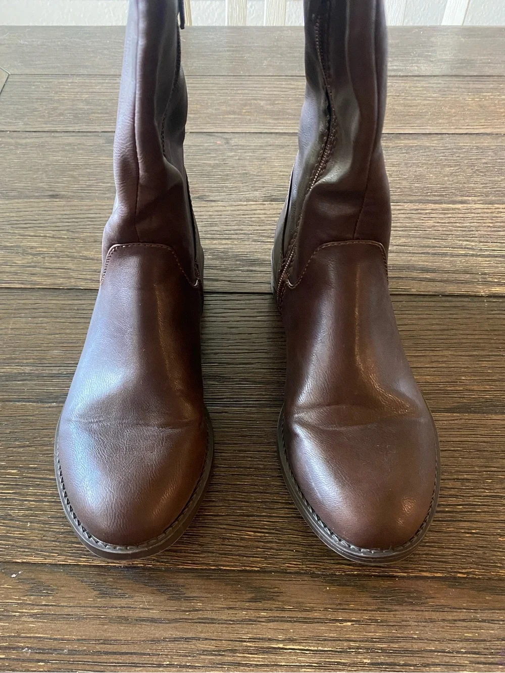 Riding Boots Women’s 7.5 Brown Over the Knee Faux Rear Gold Zipper Target